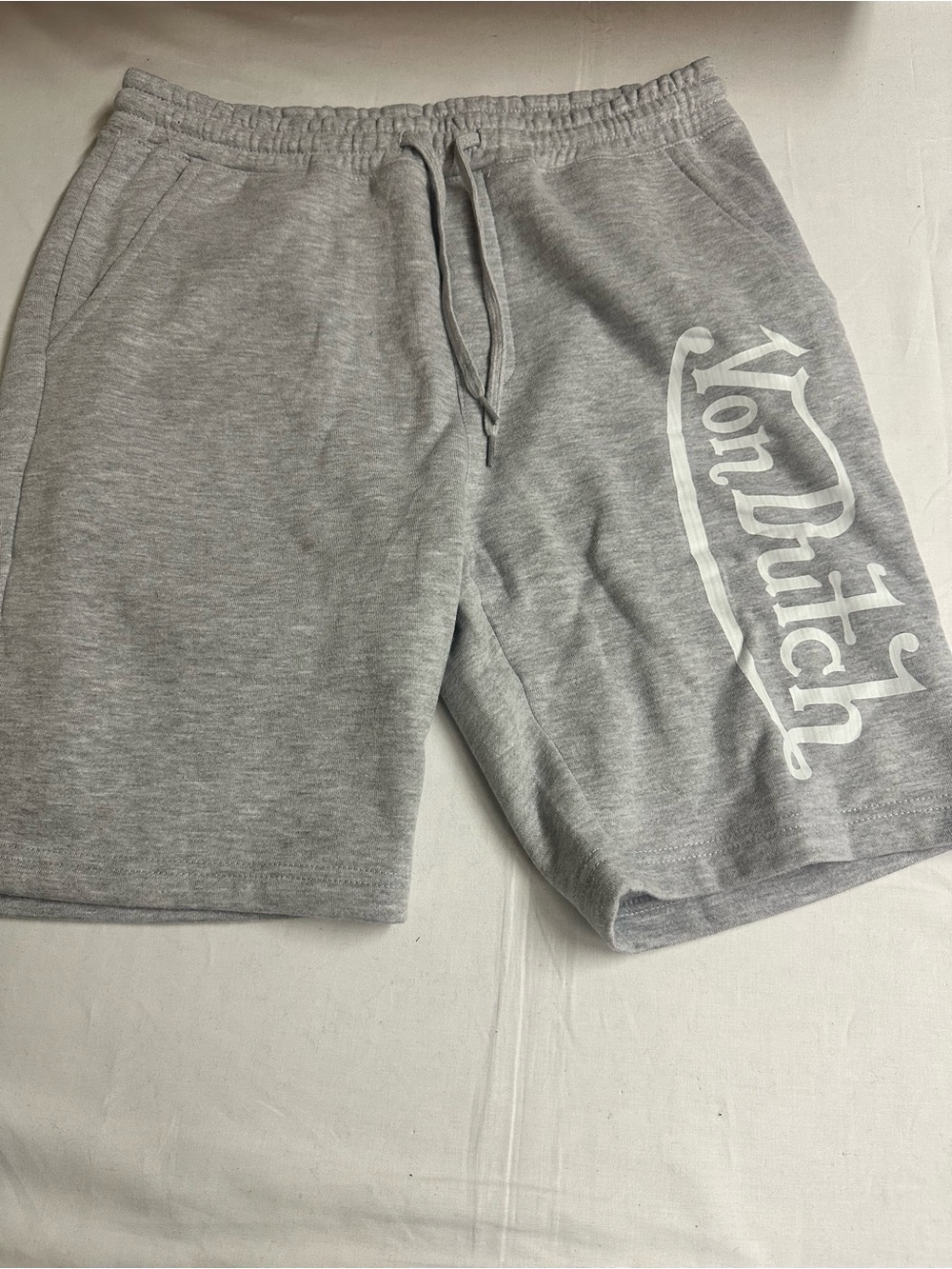 Von Dutch Light Gray Logo Cotton Athletic Shorts